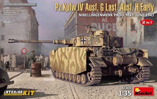 MIN35333 1/35 Miniart PzKpfw IV Ausf G Last/Ausf H Early Nibelungenwerk Production Tank w/Full Interior May-Jun 1943 (2 in 1)  MMD Squadron