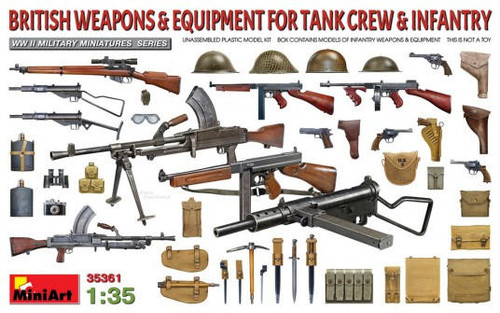 MIN35361 1/35 Miniart WWII British Tank Crew & Infantry Weapons & Equipment  MMD Squadron