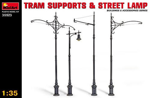 MIN35523 1/35 Miniart Tram Supports (3) & Street Lamp (1)  MMD Squadron