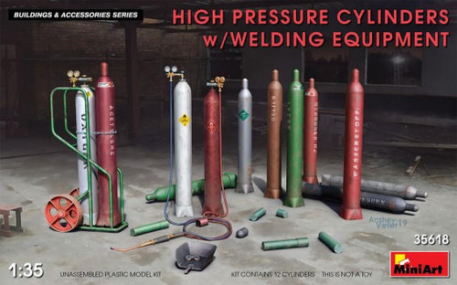 MIN35618 1/35 Miniart High Pressure Cylinders 12 w/Welding Equipment MMD Squadron