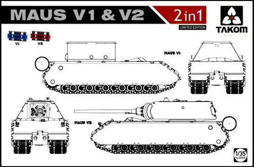 TAK2050X 1/35 Takom WWII German Maus V1/V2 Super Heavy Tank 2 in 1 Ltd Edition MMD Squadron