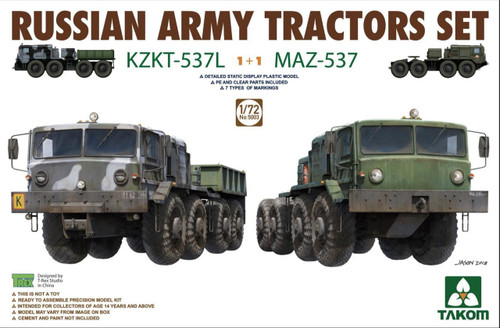 TAK5003 1/72 Takom Russian Army Tractors Set KZKT537L and MAZ537 2 Kits MMD Squadron