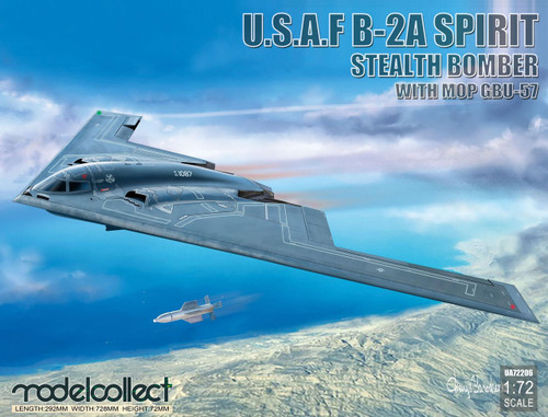 MCUA72206 1/72 ModelCollect USAF B-2A Spirit Stealth Bomber with Mop GBU-57 MMD Squadron