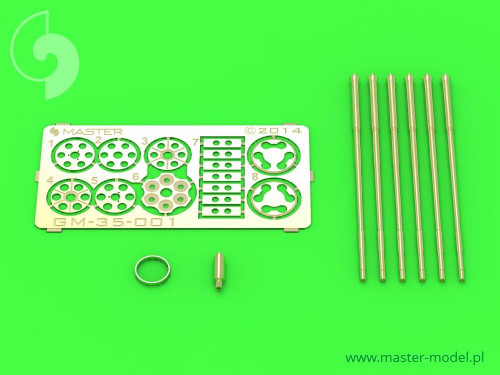 MAS-GM-35-001 1/35 Master Model M61 A1 Vulcan - Six-barrelled rotary 20mm cannon - turned barrels with etched barrel clamps MMD Squadron