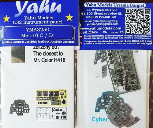 YMA3250 1/32 Yahu Models Me 110 C/D - Instrument Panel MMD Squadron