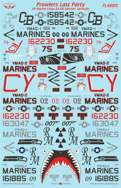 FLN-48015 1/48 Flying Leathernecks EA-6B Prowlers Last Party Decals MMD Squadron FLN-48015 1/48 Flying Leathernecks EA-6B Prowlers Last Party Decals MMD Squadron