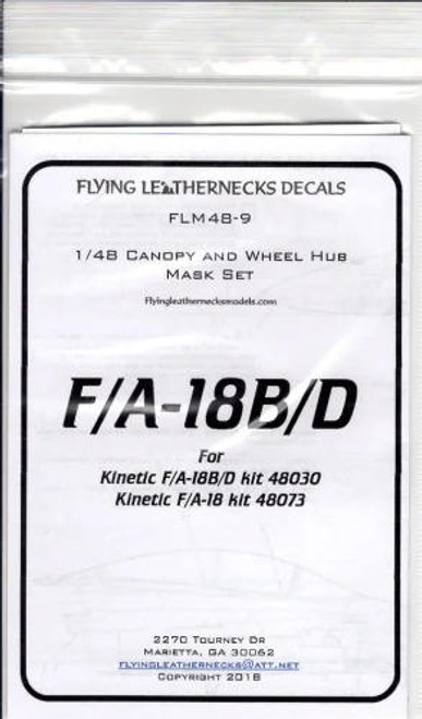 FLN-M48-9 1/48 Flying Leathernecks F/A-18B/D canopy wheel mask for Kinetic MMD Squadron