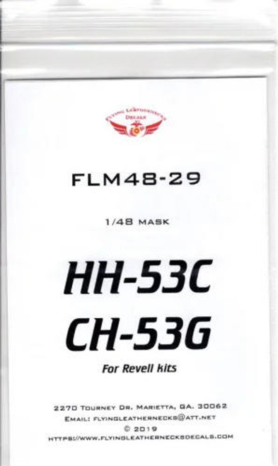 FLN-M48-29 1/48 Flying Leathernecks HH-53C / CH-53G canopy mask for Revell MMD Squadron
