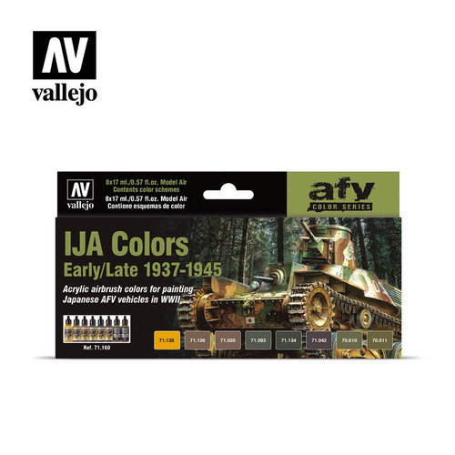 VJ71160 Vallejo Paint 17ml Bottle IJA Camo Early/Late 1939-45 Model Air Paint Set 8 Colors MMD Squadron
