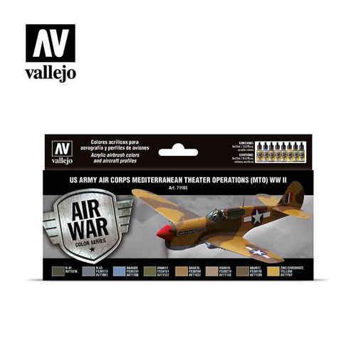 VJ71183 Vallejo Paint 17ml Bottle US Army Air Corps Mediterranean Theater Operations MTO WWII Model Air Paint Set 8 Colors MMD Squadron