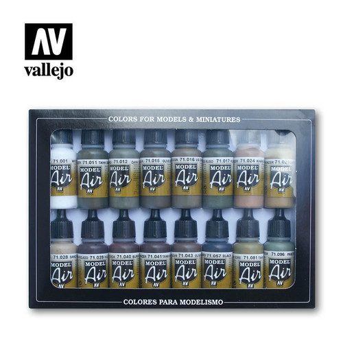 VJ71190 Vallejo Paint 17ml Bottle German/Allied WWII Model Air Paint Set 16 Colors MMD Squadron