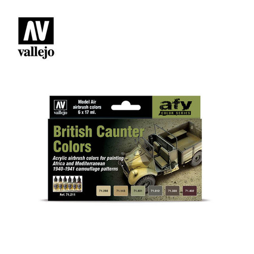 VJ71211 Vallejo Paint 17ml Bottle British Caunter Camo 1940-1941 Model Air AFV Paint Set 6 Colors MMD Squadron