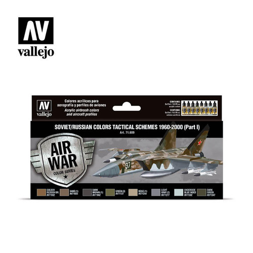 VJ71609 Vallejo Paint 17ml Bottle Soviet/Russian Tactical Schemes 1960-2000 Part I Model Air War Paint Set 8 Colors MMD Squadron