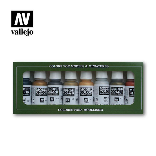 VJ70118 Vallejo Paint 17ml Bottle Metallics Model Color Paint Set 8 Colors MMD Squadron
