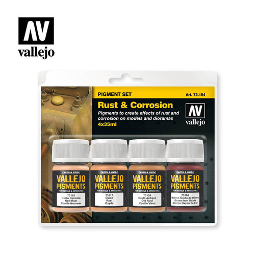 VJ73194 Vallejo 35ml Bottle Rust and Corrosion Pigment Powder Set 4 Colors MMD Squadron