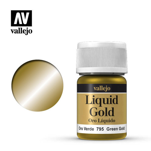 VJ70795 Vallejo Paint 35ml Bottle Metallic Liquid Green Gold Model Color MMD Squadron