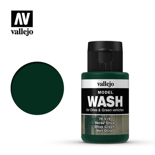 VJ76519 Vallejo Paint 35ml Bottle Olive Green Model Wash MMD Squadron