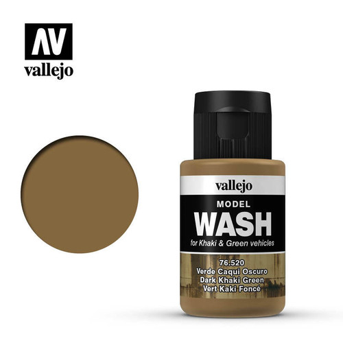 VJ76520 Vallejo Paint 35ml Bottle Dark Khaki Green Model Wash MMD Squadron