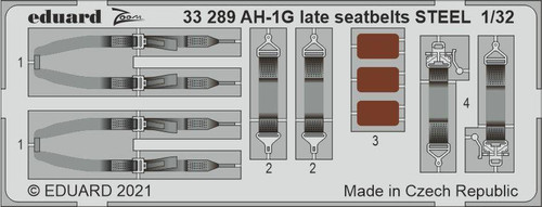 EDU33289 1/32 Eduard AH1G Late Seatbelts Steel for ICM Pre-Painted MMD Squadron