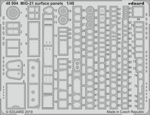 EDU48994 1/48 Eduard MiG21 Surface Panels for EDU 48994 MMD Squadron