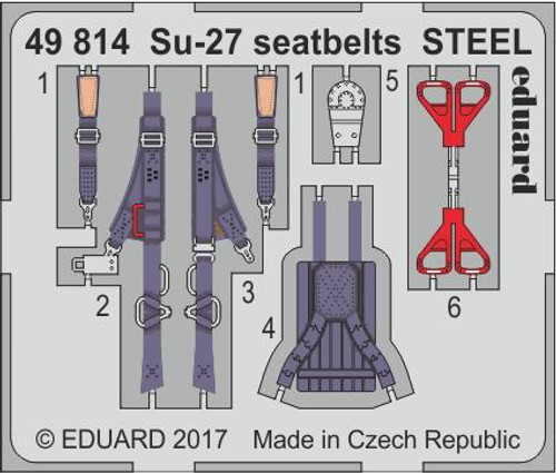 EDU49814 1/48 Eduard Seatbelts Su27 Steel for HBB (Pre-Painted) 49814 MMD Squadron