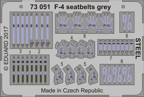 EDU73051 1/72 Eduard Seatbelts F-4 Grey Steel Pre-Painted MMD Squadron