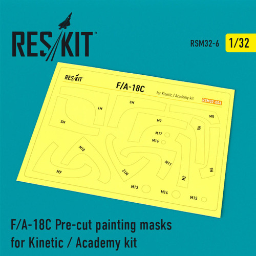 RES-RSM32-0006 1/32 Reskit F/A-18C Pre-cut painting masks for Kinetic / Academy kit 1/32 MMD Squadron