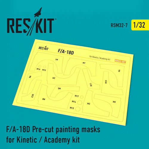 RES-RSM32-0007 1/32 Reskit F/A-18D Pre-cut painting masks for Kinetic / Academy kit 1/32 MMD Squadron