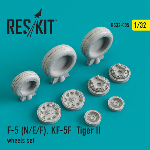 RES-RS32-0005 1/32 Reskit F-5 N/E/F, KF-5F Tiger II wheels set 1/32 MMD Squadron