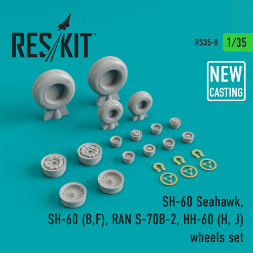 RES-RS35-0008 1/32 Reskit SH-60 Seahawk, SH-60 B,F RAN S-70B-2, HH-60 H, J wheels set 1/35 MMD Squadron