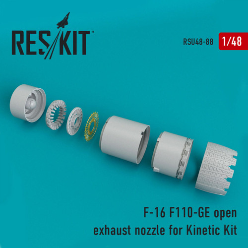 RES-RSU48-0088 1/48 Reskit F-16 F110-GE open exhaust nozzles for Kinetic Kit 1/48 MMD Squadron