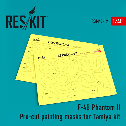 RES-RSM48-0019 1/48 Reskit F-4B Phantom II Pre-cut painting masks for Tamiya kit 1/48 MMD Squadron RES-RSM48-0019 1/48 Reskit F-4B Phantom II Pre-cut painting masks for Tamiya kit 1/48 MMD Squadron