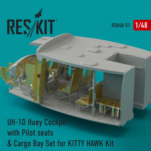 RES-RSU48-0051 1/48 Reskit UH-1D Huey Cockpit with Pilot seats and Cargo Bay Set for KITTY HAWK Kit 1/48 MMD Squadron