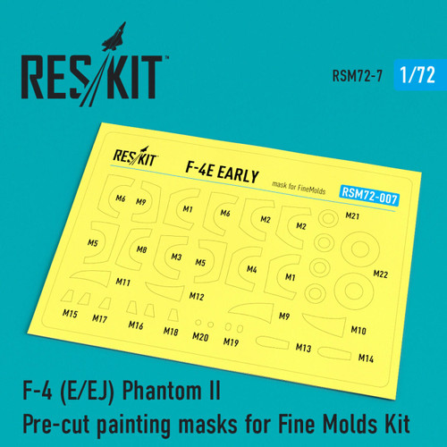 RES-RSM72-0007 1/72 Reskit F-4 E/EJ Phantom II Pre-cut painting masks for Fine Molds Kit 1/72 MMD Squadron