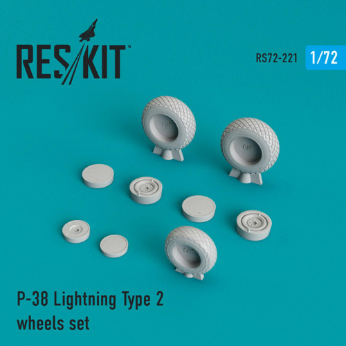 RES-RS72-0221 1/72 Reskit P-38 Lightning Type 2 wheels set 1/72 MMD Squadron