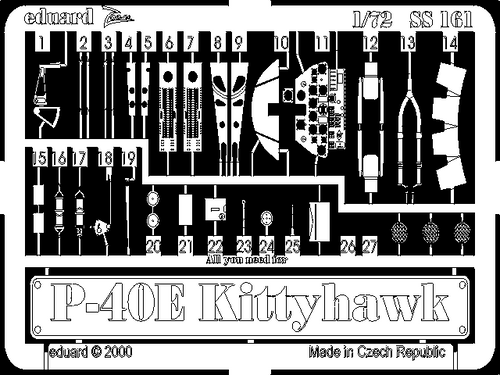 EDUSS161 1/72 Eduard P-40E Kittyhawk Photo Etch MMD Squadron