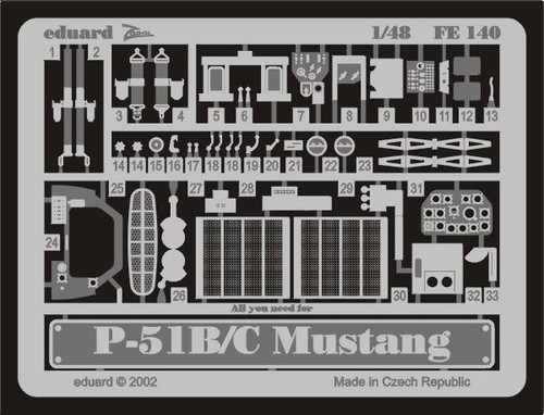 EDUFE140 1/48 Eduard P-51B/C Mustang Photo Etch MMD Squadron