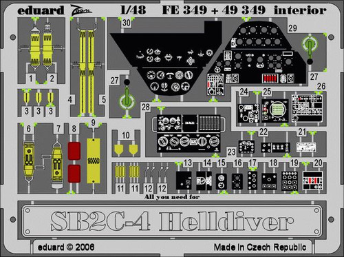 EDUFE349 1/48 Eduard SB2C-4 Helldiver Photo Etch for Revell and Accurate Miniatures MMD Squadron