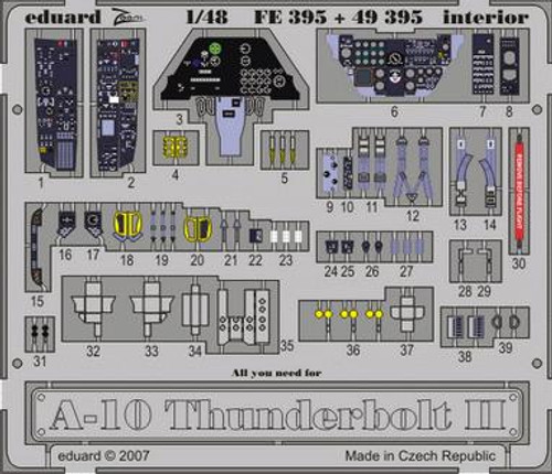 EDUFE395 1/48 Eduard A-10 Thunderbolt II Photo Etch for Hobby Boss MMD Squadron