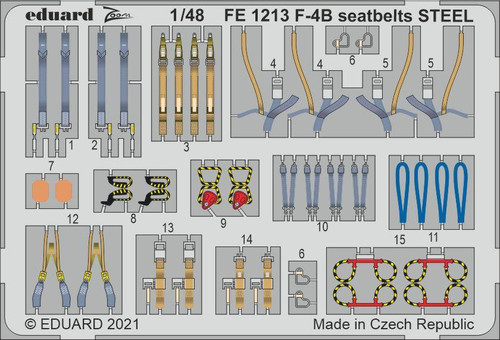 EDUFE1213 1/48 Eduard F-4B seatbelts STEEL Photo Etch for Tamiya MMD Squadron