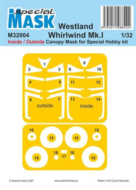 CMK-100-M32004 1/32 Special Hobby Westland Whirlwind MkI Inside/Outside MASK Paint Mask MMD Squadron