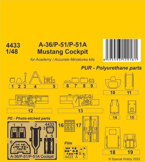 CMK-129-4433 1/48 CMK A-36/P-51/P-51A Mustang Cockpit Resin MMD Squadron