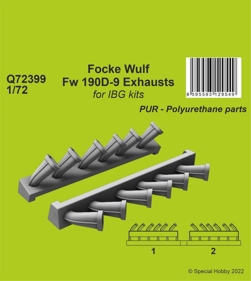 CMK-129-Q72399 1/72 CMK Focke Wulf Fw 190D-9 Exhausts / for IBG kits Resin MMD Squadron