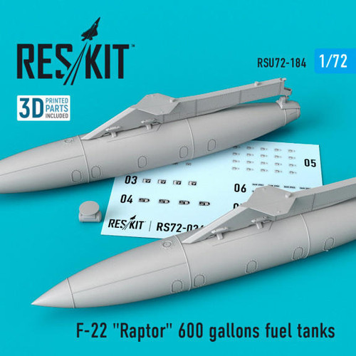 RES-RSU72-0184 1/72 Reskit F-22 600 gallons fuel tanks MMD Squadron