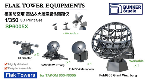 BUNSP6005X 1/350 Bunker Studio Flak Towers Equipments (for Takom 6004/6005  MMD Squadron