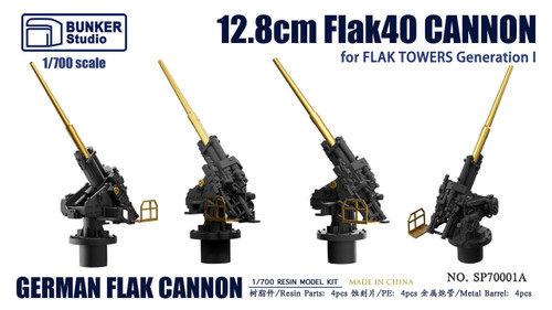 BUNSP70001A 1/700 Bunker Studio German Flak Cannon 12.8cm FlaK40 Cannon for Flak Towers Generation I  MMD Squadron