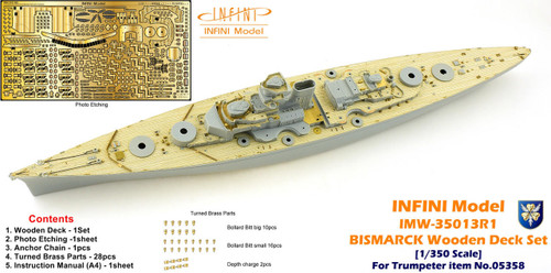 IM-IMW-35013R1 1/350 Infini BISMARCK Wooden deck set(Trumpeter 05358)  MMD Squadron