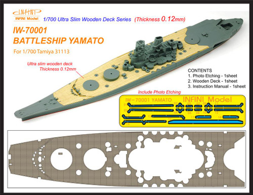 IM-IW-70001 1/700 Infini Models Battleship Yamato Ultra Slim Wood Deck For Tamiya 31113  MMD Squadron