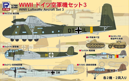 PITS60 Pitroad 1/700 Scale WWII Luftwaffe Aircraft Set 3 Me 323D, Do 217K/J, Ta 152H, Fi 156C  MMD Squadron