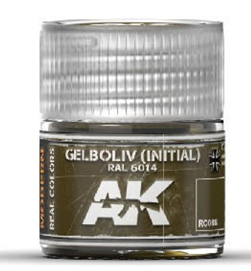 AK-RC86 AK Interactive Real Colors Gelboliv Initial RAL6014 (NATO Oliv) Acrylic Lacquer Paint 10ml Bottle  MMD Squadron